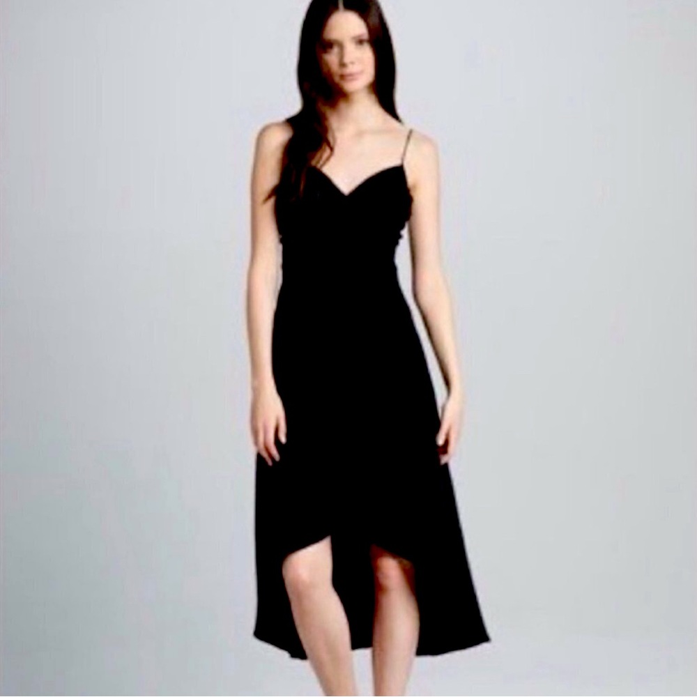 Amanda Uprichard Kiana Black Dress, 100% Silk High Low Dress